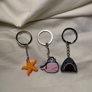 🐳 Small Starfish, Whale and Shark Keychain Bundle